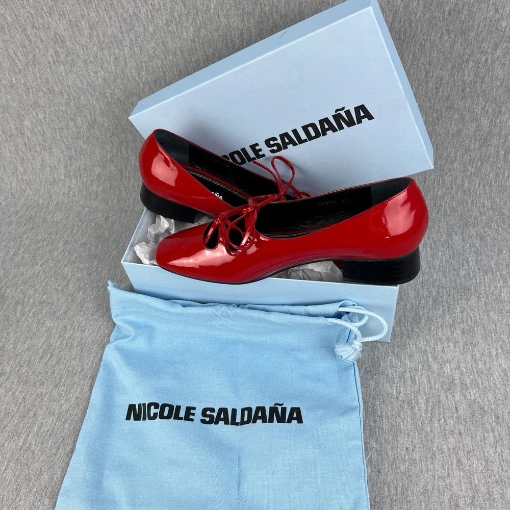Nicole Saldaña Isabel Shoe Womens 40 (US 10) Cherry Red Patent Leather NEW